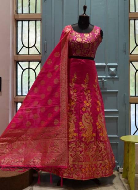 Pink HOTAM HIT Designer Fancy Festive Wear Heavy Silk Printed Lehenga Choli Collection 10014